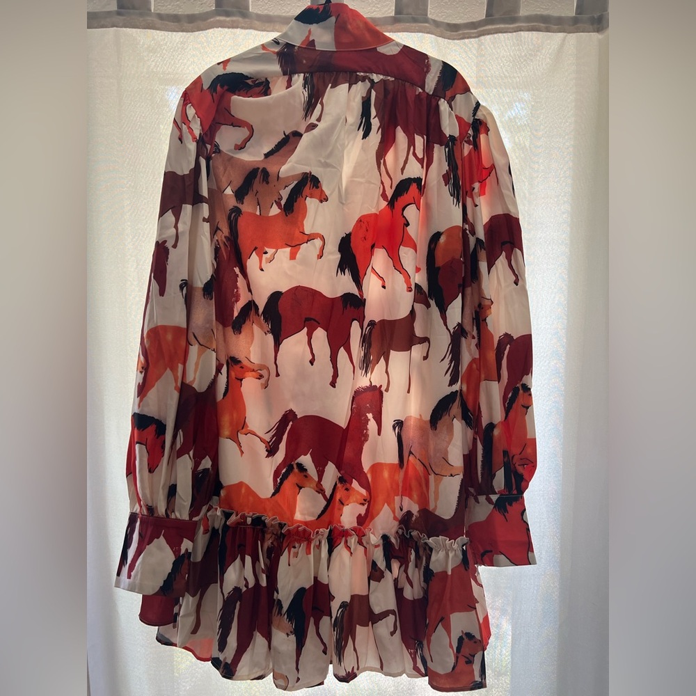 NWT Beulah Style Western Running Horses Shirt Dress RARE PRINT Size L - Picture 6 of 7